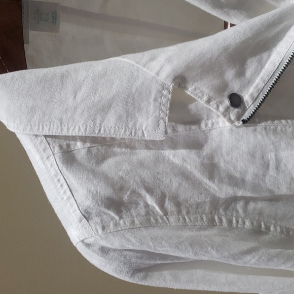 Nwt Xl Cynthia Rowley linnen jacket white with silver zipper - Picture 5 of 12